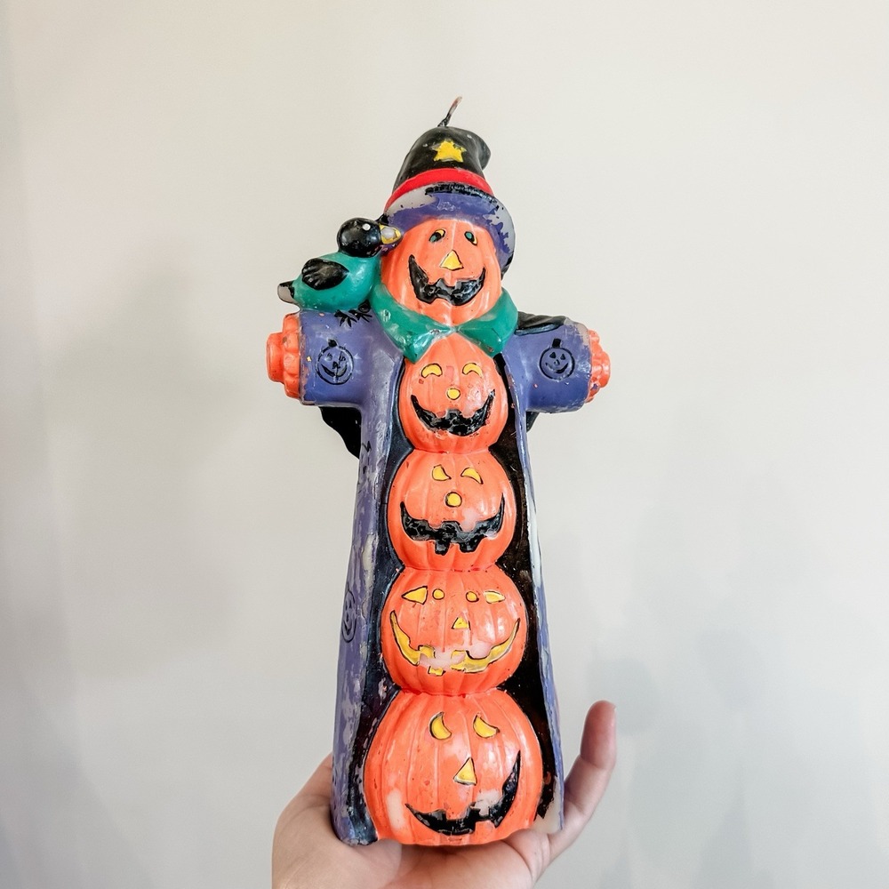 Vintage 11" Halloween Jack-o-lantern Wax Candle New Old Stock READ